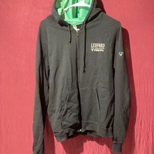 American Apparel Black Zip Up Sweater with Bright Green Lining